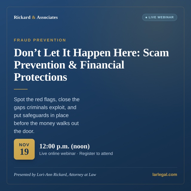 Scam Prevention & Financial Protections for Your Practice